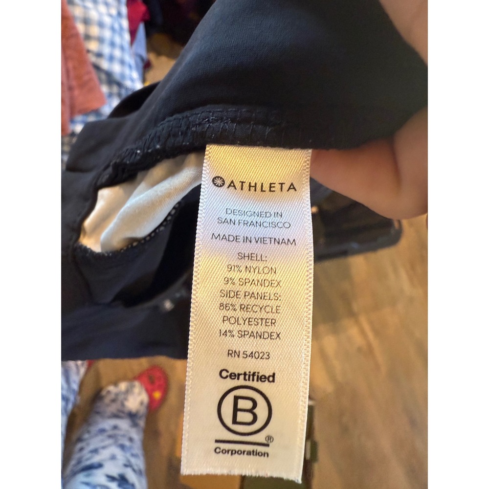 Athleta Black White Stripe Wide Leg Snap Hem Pants Side Zip Women 4 - Picture 6 of 6